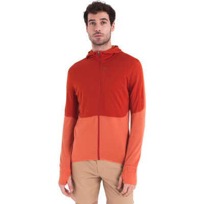 Icebreaker Men's Merino 200 Realfleece™ Descender Long Sleeve Zip Hoodie Molten/Ember/Cb