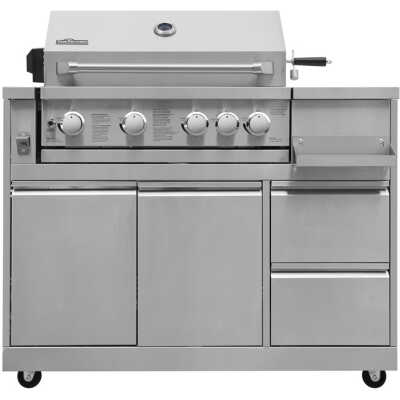 Inox Range - Fristående gasgrill med 4 brännare och infravärme