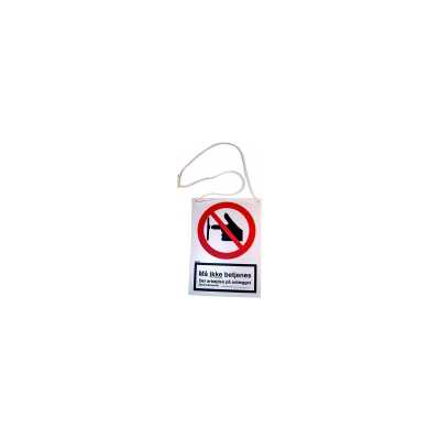 JO SAFETY Plastskylt med snöre 210x148mm, med texten: Använd inte. Arbeta på anläggningen