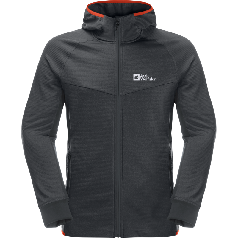 Jack Wolfskin Men's Hydro Grid Hooded Full Zip Phantom Jack Wolfskin Men's Hydro Grid Hooded Full Zip Phantom