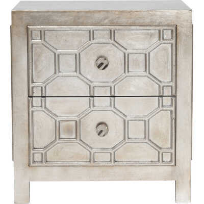 KARE DESIGN Alhambra sängbord - silver, med 2 lådor