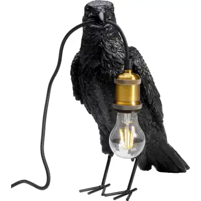KARE DESIGN Animal Crow bordslampa - mattsvart polyresin och koppar aluminium