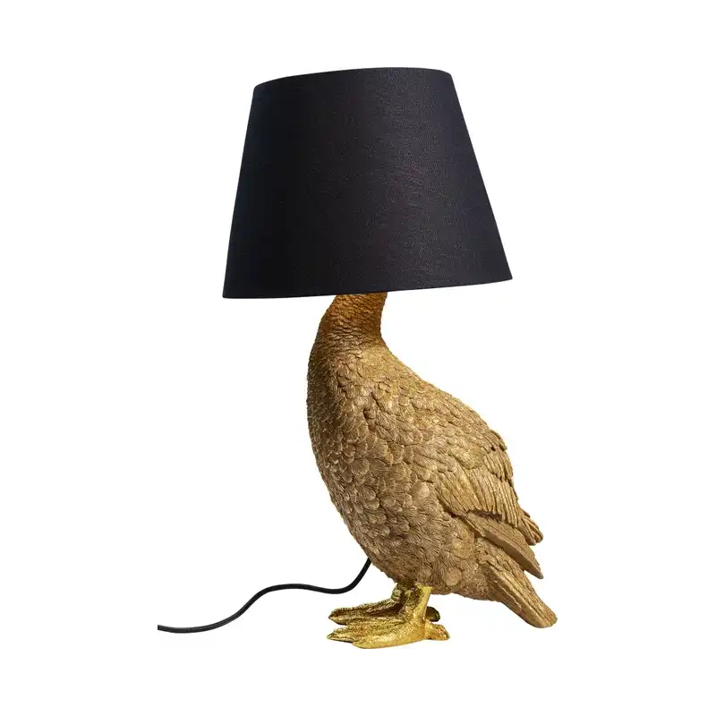 KARE DESIGN Animal Duck bordslampa - svart bomull och guld polyresin