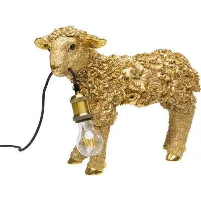 KARE DESIGN Animal Flower Sheep bordslampa - guld polyresin