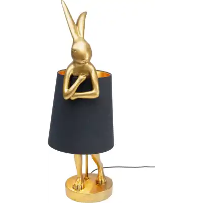 KARE DESIGN Animal Rabbit bordslampa - svart linne och guld polyresin/stål