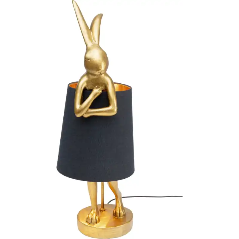 KARE DESIGN Animal Rabbit bordslampa - svart linne och guld polyresin/stål