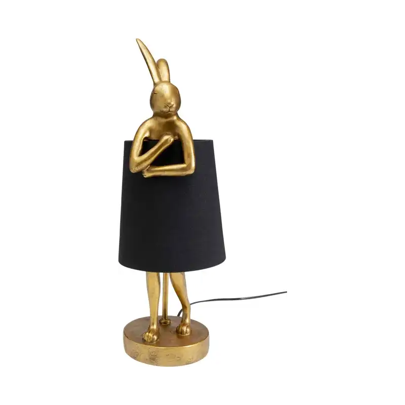 KARE DESIGN Animal Rabbit bordslampa - svart linne och guld polyresin/stål KARE DESIGN Animal Rabbit bordslampa - svart linne och guld polyresin/stål