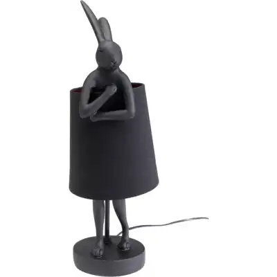 KARE DESIGN Animal Rabbit bordslampa - svart linne och mattsvart polyresin/stål