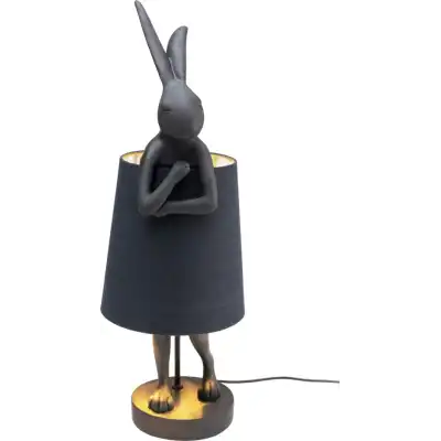 KARE DESIGN Animal Rabbit bordslampa - svart linne och polyresin/stål