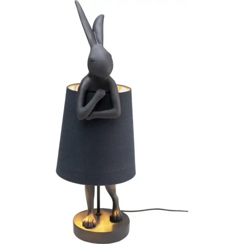 KARE DESIGN Animal Rabbit bordslampa - svart linne och polyresin/stål KARE DESIGN Animal Rabbit bordslampa - svart linne och polyresin/stål