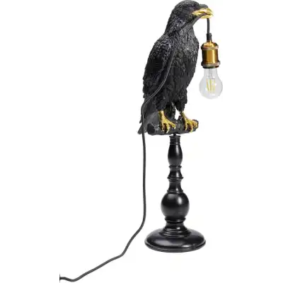 KARE DESIGN Animal Sitting Crow bordslampa - svart polyresin och guld aluminium