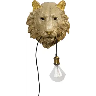 KARE DESIGN Animal Tiger Head vägglampa - guld polyresin och aluminium