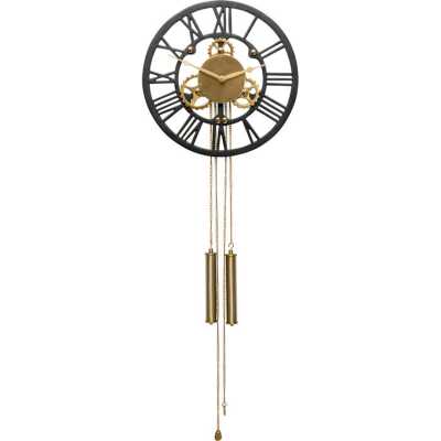 KARE DESIGN Clockwork väggklocka - mässing och svart aluminium