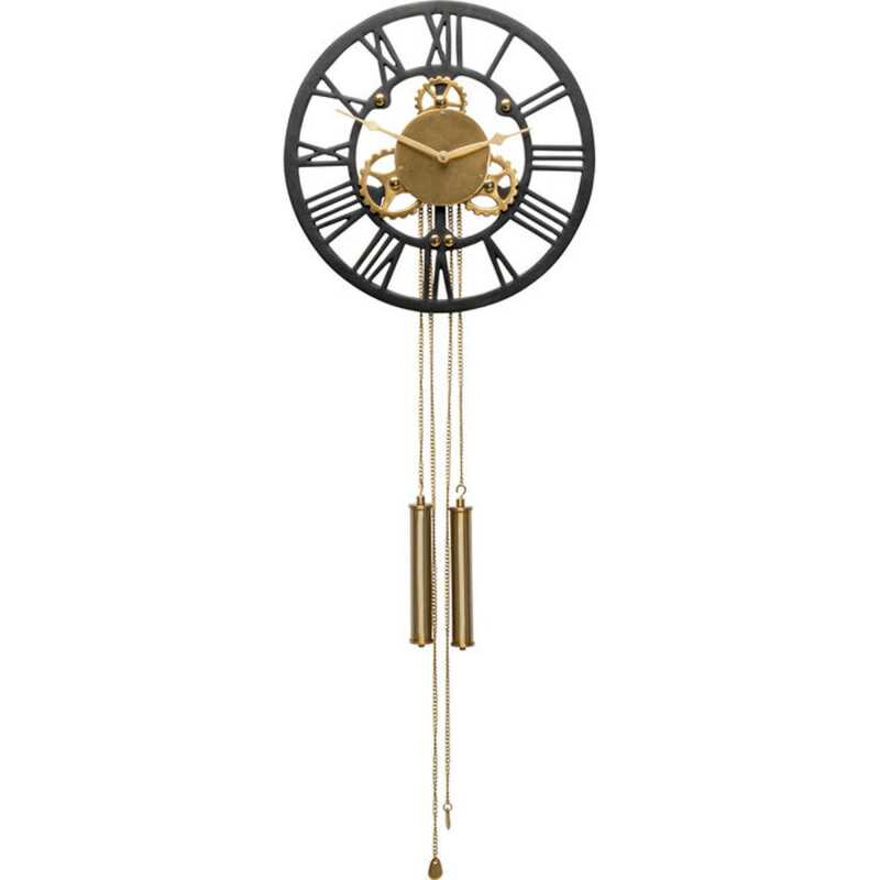 KARE DESIGN Clockwork väggklocka - mässing och svart aluminium