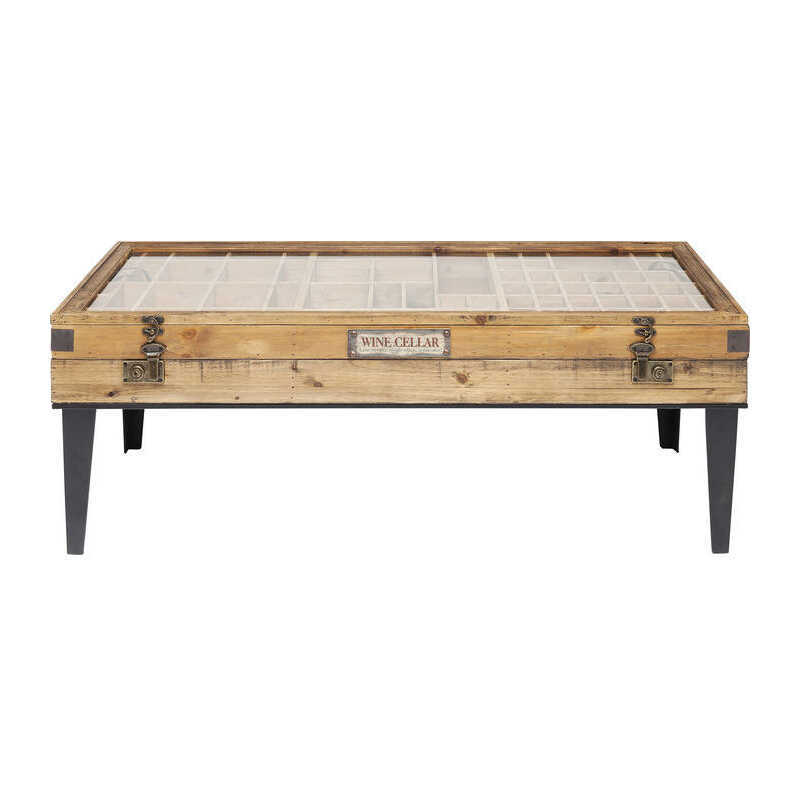 KARE DESIGN Collector soffbord, med förvaring - klart glas och naturlig gran