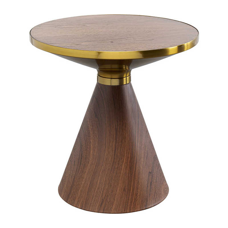 KARE DESIGN Cono soffbord, runt - valnötsfärgad faner, brunt ådrat papper och guldstål