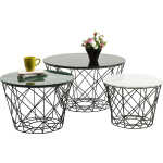 KARE DESIGN East Round soffbordsset - grön / vit / svart marmor, rund