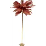 KARE DESIGN Feather Palm golvlampa - roströd strutsfjäder och mässingsstål