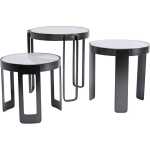 KARE DESIGN Perelli Black soffbord, runt - vitt marmortryckt glas och svart stål