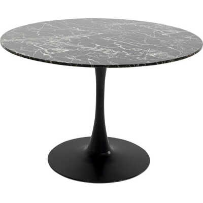 KARE DESIGN Schickeria matbord, runt - laminat i svart marmorlook och svart stål