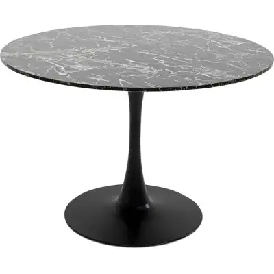 KARE DESIGN Schickeria matbord, runt - laminat i svart marmorlook och svart stål
