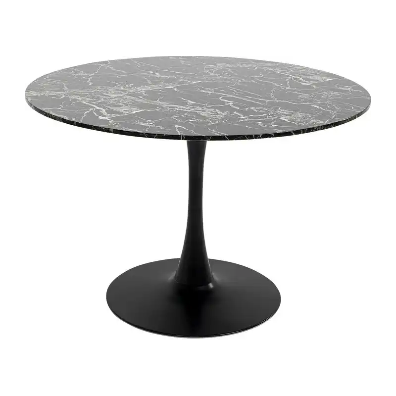 KARE DESIGN Schickeria matbord, runt - laminat i svart marmorlook och svart stål KARE DESIGN Schickeria matbord, runt - laminat i svart marmorlook och svart stål