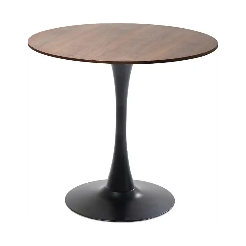KARE DESIGN Schickeria matbord, runt - valnötsfärgat laminat och svart stål