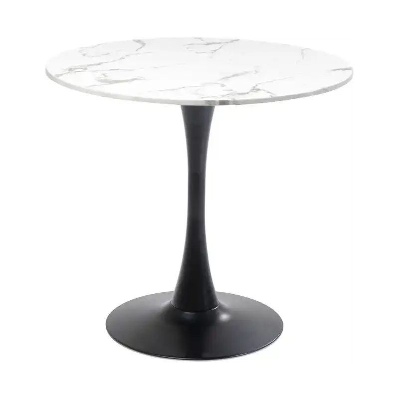 KARE DESIGN Schickeria matbord, runt - vit marmorlook laminat och svart stål KARE DESIGN Schickeria matbord, runt - vit marmorlook laminat och svart stål