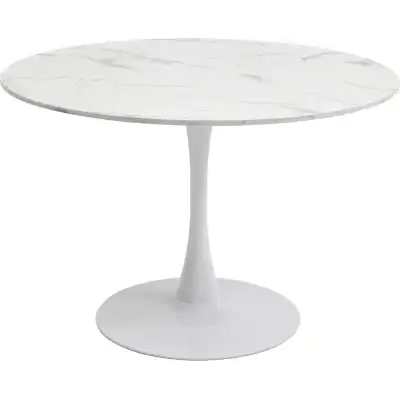KARE DESIGN Schickeria matbord, runt - vit marmorlook laminat och vitt stål