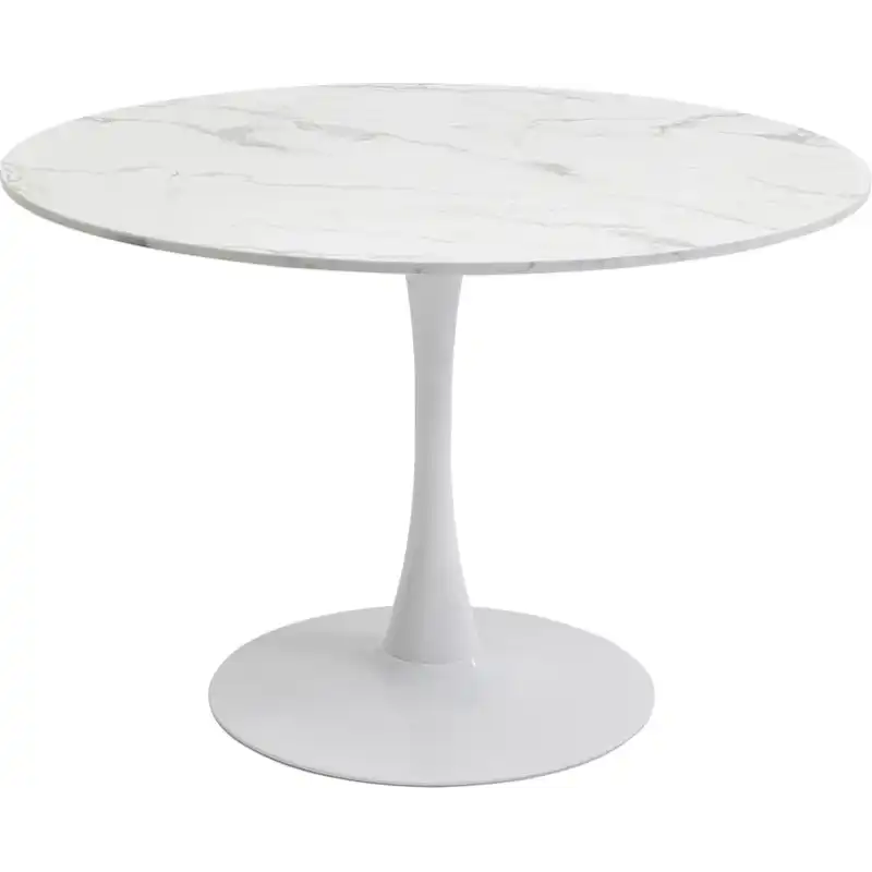 KARE DESIGN Schickeria matbord, runt - vit marmorlook laminat och vitt stål KARE DESIGN Schickeria matbord, runt - vit marmorlook laminat och vitt stål
