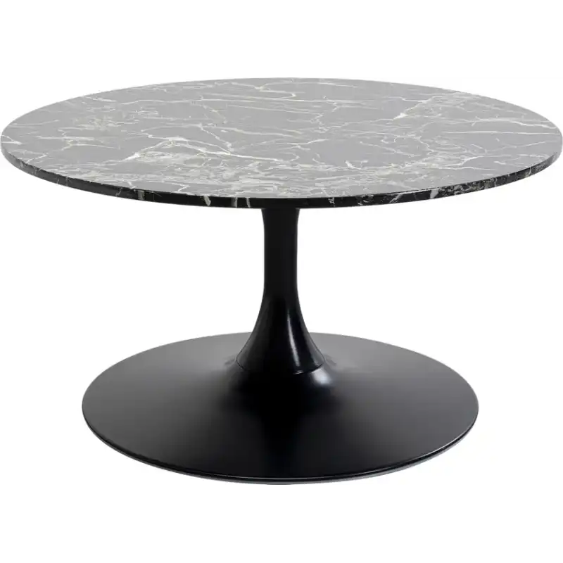 KARE DESIGN Schickeria soffbord, runt - laminat i svart marmorlook och svart stål