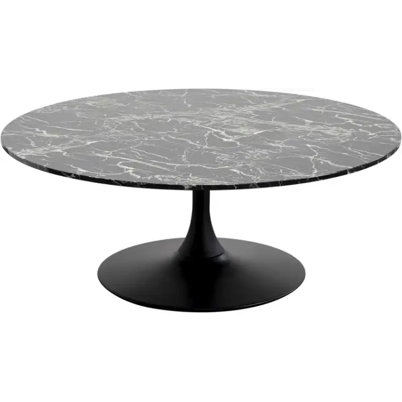 KARE DESIGN Schickeria soffbord, runt - laminat i svart marmorlook och svart stål