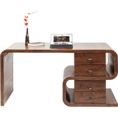 KARE DESIGN Soft Snake Skrivbord - Valnötsfärgat Trä, med 4 Lådor