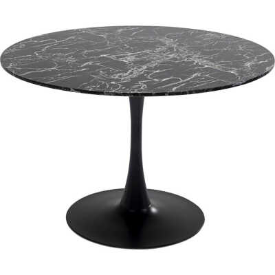 KARE DESIGN Veneto Marble Black matbord, runt - svart mineralmarmor och svart stål