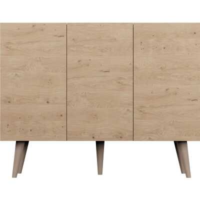 KOCOT Toronto byrå, m. 3 dörrar och 3 hyllplan - naturfärgad fanér och natur bokträ