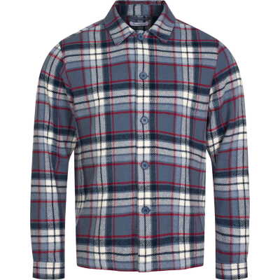 Knowledge Cotton Apparel Men's Big Checked Heavy Flannel Overshirt China Blue