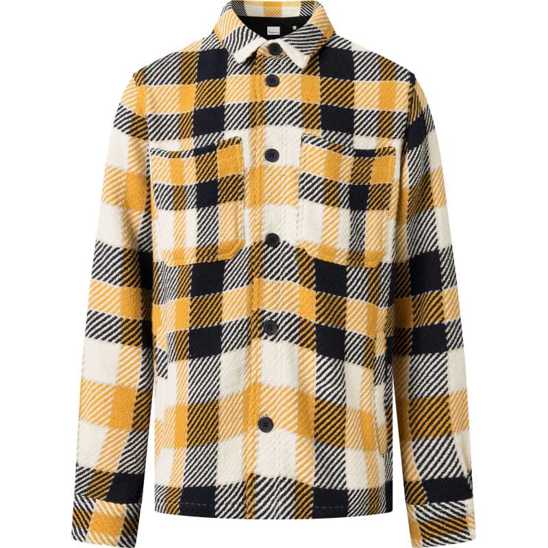 Knowledge Cotton Apparel Men's Checked Overshirt Yellow Check