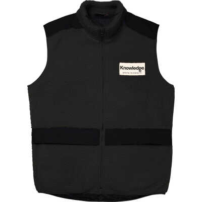 Knowledge Cotton Apparel Men's Teddy Fleece Hood Vest With Rib Stop In Contrast Color Black Jet