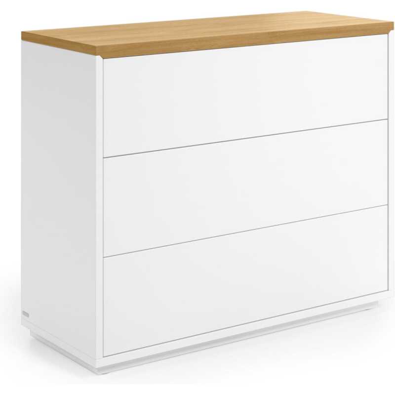 LAFORMA Abilen byrå, m. 3 lådor - vit MDF och natur ekfanér