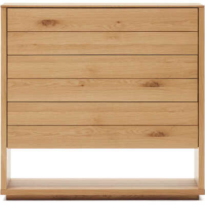 LAFORMA Alguema byrå med 3 lådor i ekfaner med naturlig finish, 100 x 97 c