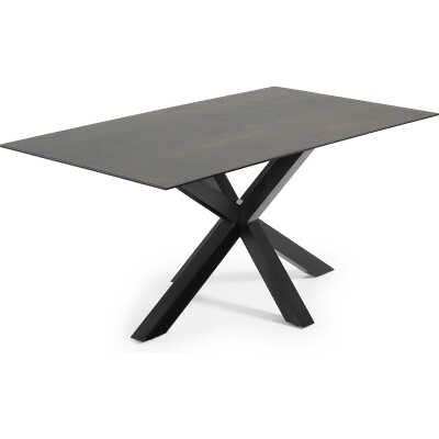 LAFORMA Argo matbord, rektangulärt - Iron Moss keramik och svart stål 180x100)