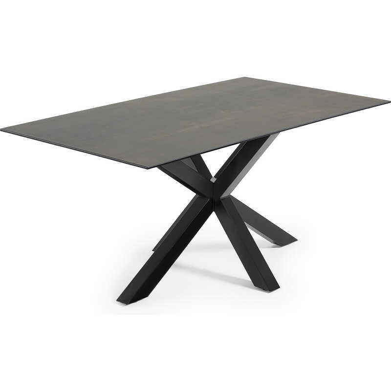 LAFORMA Argo matbord, rektangulärt - Iron Moss keramik och svart stål 180x100)