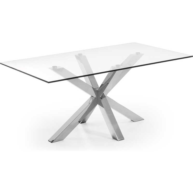 LAFORMA Argo matbord, rektangulärt - klarglas och silverstål LAFORMA Argo matbord, rektangulärt - klarglas och silverstål