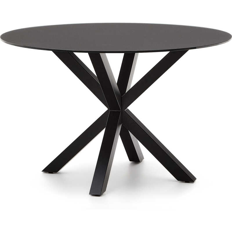LAFORMA Argo soffbord, runt - svart glas och svart stål