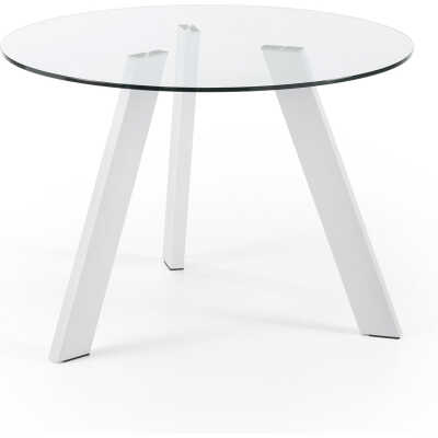 LAFORMA Columbia Matbord - Klart / Vitt Glas / Metall, Runt