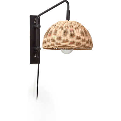 LAFORMA Damila vägglampa i rotting och svart metall