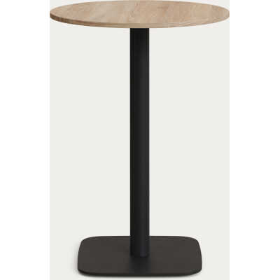 LAFORMA Dina högt runt bord i naturlig finish melamin med metallben i svartmålad finish,