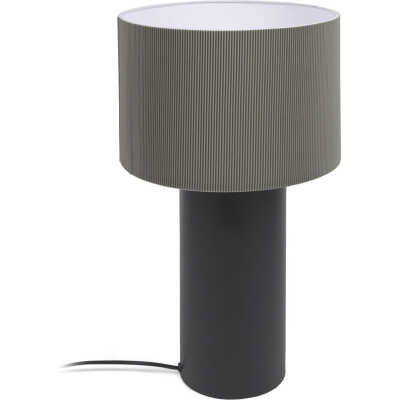 LAFORMA Domicina bordslampa, rund - grått linne och svart metall