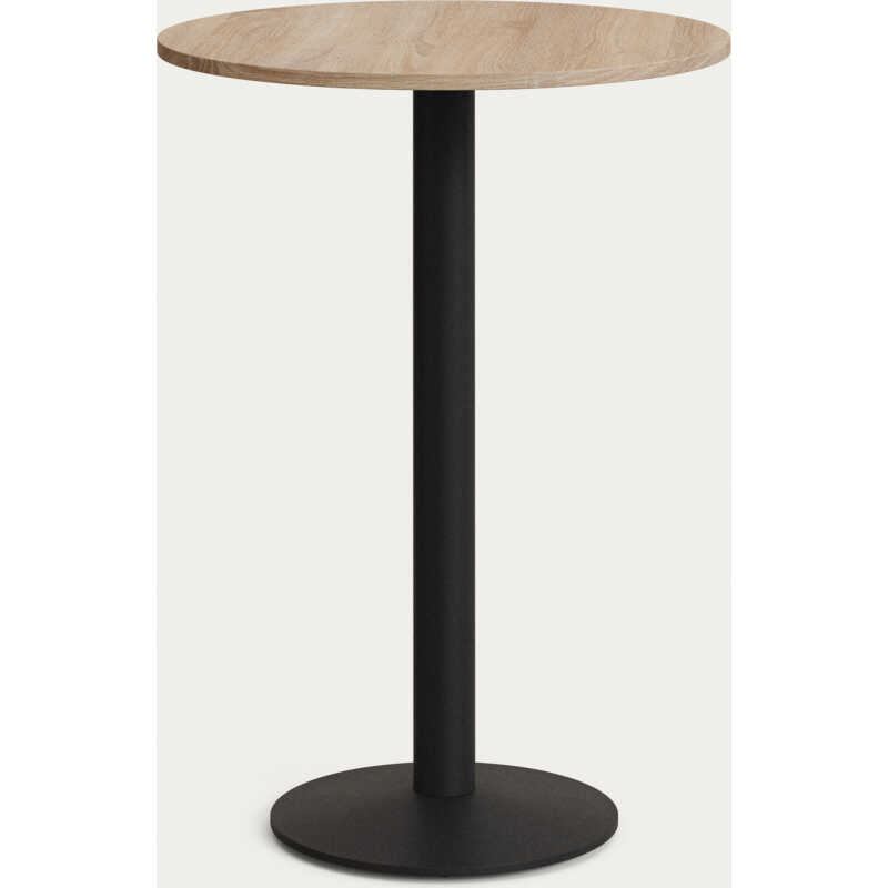 LAFORMA Esilda högt runt bord i naturlig finish melamin med metallben i svartmålad finish.