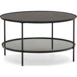 LAFORMA Gilda soffbord, m. 1 hylla, rund - mattsvart glas och metall